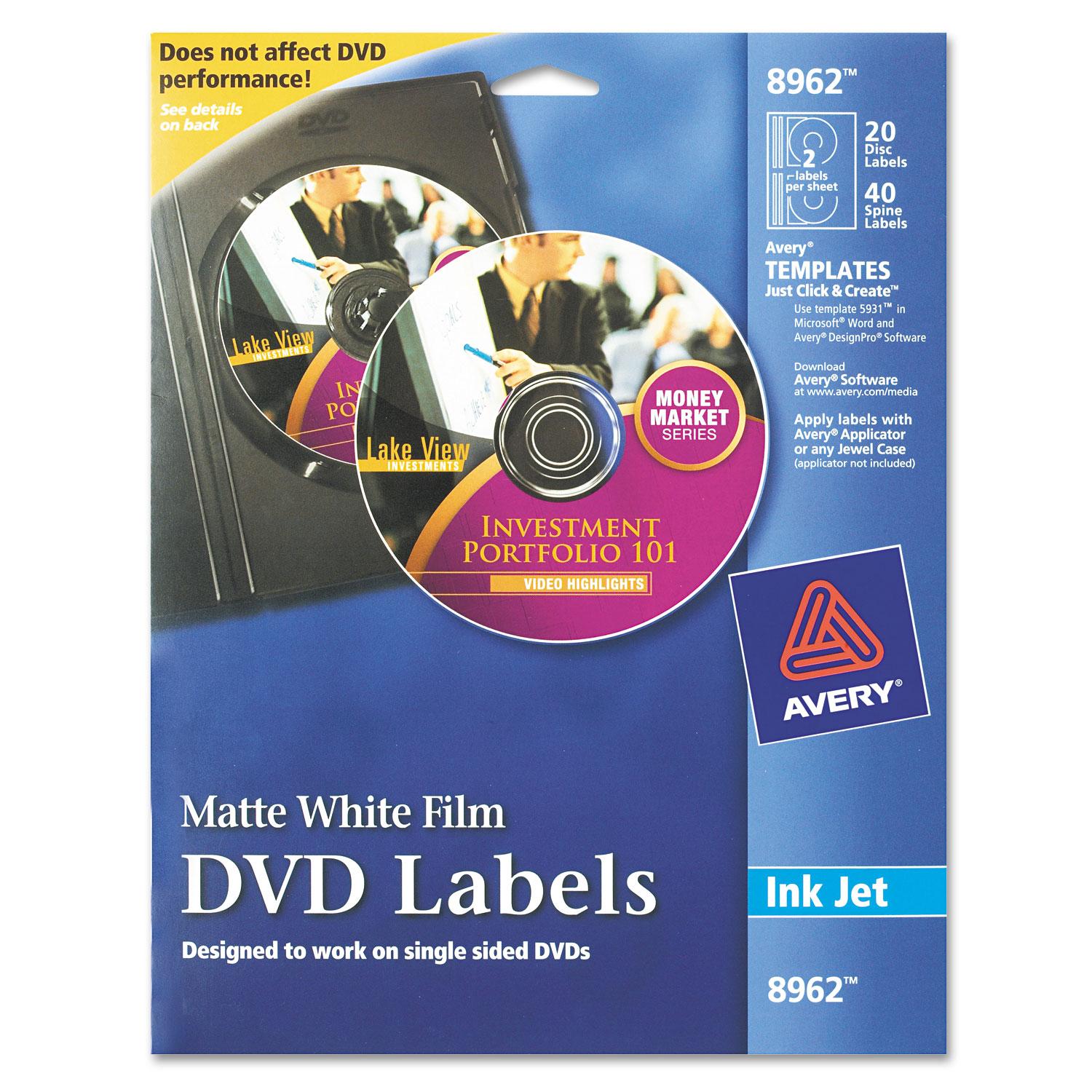 Inkjet DVD Labels, Matte White, 20/Pack | Plastic Express Inc.