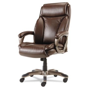 Alera Veon Series Executive High-Back Bonded Leather Chair, Supports up to 275 lbs., Brown Seat/Brow