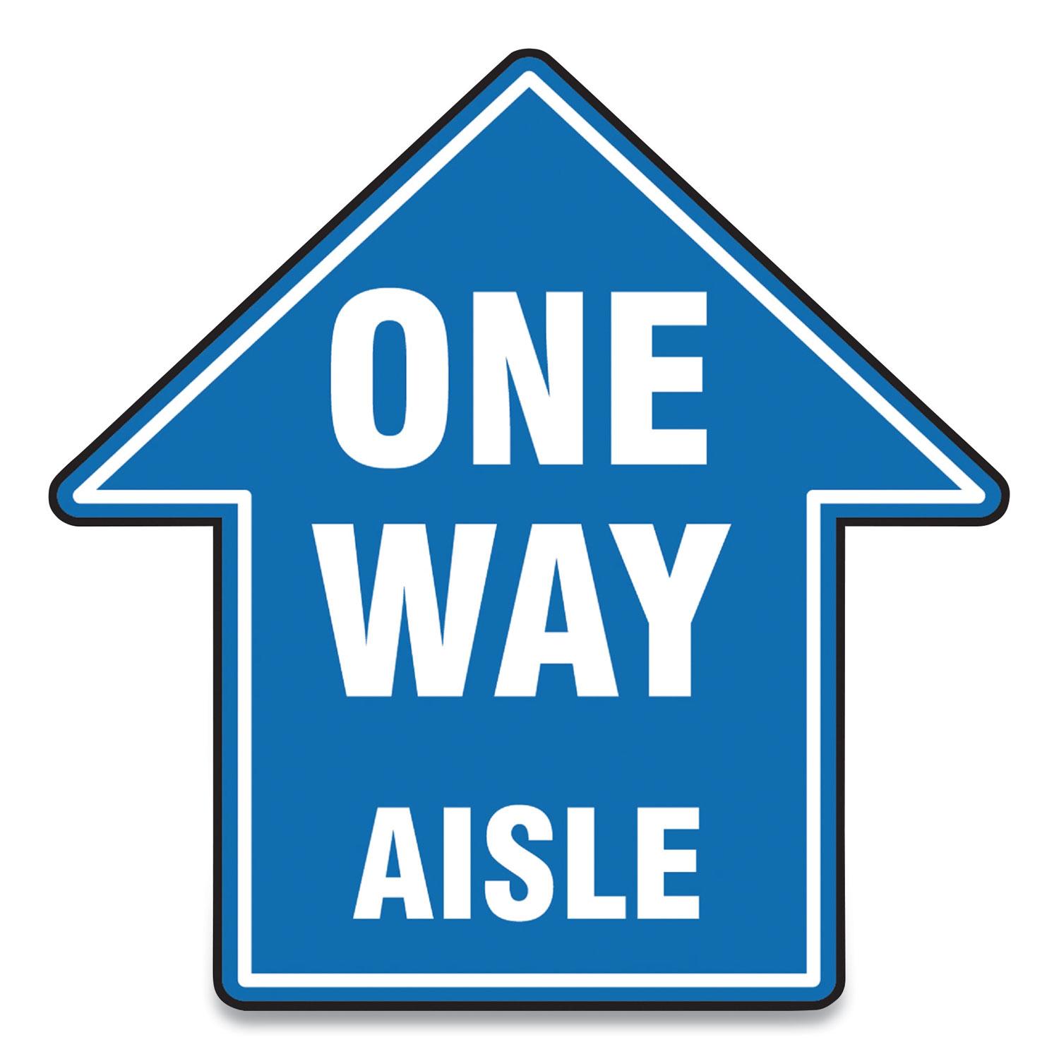 SlipGard Social Distance Floor Signs, 17 x 17, "One Way Aisle", Blue