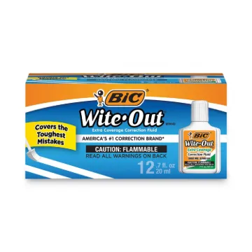 Wite-Out Extra Coverage Correction Fluid, 20 ml Bottle, White, 1/Dozen