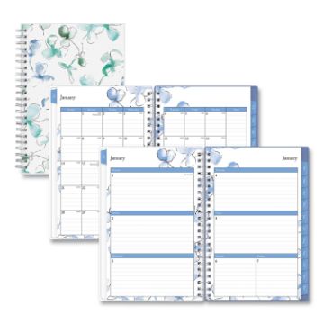 Lindley Weekly/Monthly Wirebound Planner, 8 x 5, White/Blue, 2021