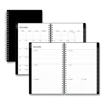 Classic Red Weekly/Monthly Planner, Open Scheduling, 8 x 5, Black Cover, 2021