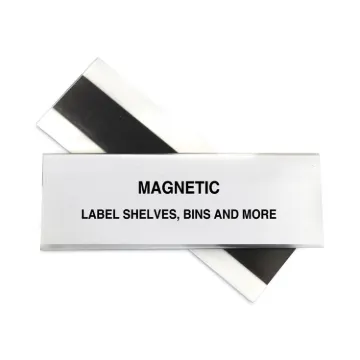 HOL-DEX Magnetic Shelf/Bin Label Holders, Side Load, 2" x 6", Clear, 10/Box