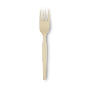 SmartStock Plastic Cutlery Refill, Forks, 6.5``, Series-O Mediumweight Bio-Blend, Beige, 40/Pack, 24