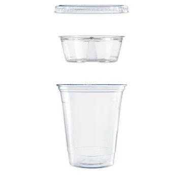 Clear PET Cups with Single Compartment Insert, 12 oz, Clear, 500/Carton