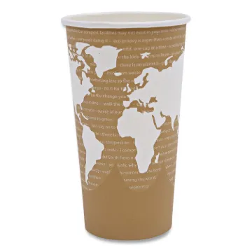 World Art Renewable Compostable Hot Cups, 20 oz., 50/PK, 20 PK/CT
