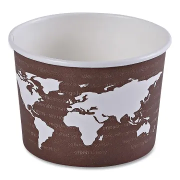 World Art Renewable and Compostable Food Container, 8 oz, 3.04" Diameter x 2.38"h, Brown, 50/Pack, 2