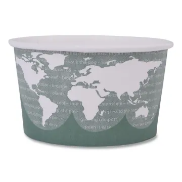 World Art Renewable and Compostable Food Container, 12 oz, 4.05" Diameter x 2.5"h, Green, 25/Pack, 2