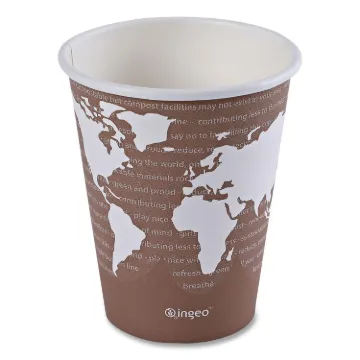 World Art Renewable/Compostable Hot Cups, 8 oz, Plum, 50/Pack, 10 Pack/Carton