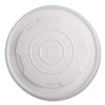 World Art PLA-Laminated Soup Container Lids for 12 oz, 16 oz, 32 oz, White, 50/Pack, 10 Packs/Carton