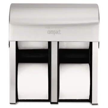Compact Quad Vertical 4-Roll Coreless Dispenser, 11.75 x 6.9 x 13.25, Stainless