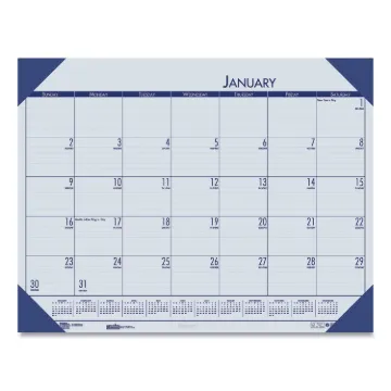 Recycled EcoTones Ocean Blue Monthly Desk Pad Calendar, 18.5 x 13, 2021