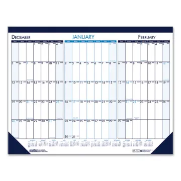 Three Month Desk Pad Calendar, 22 x 17, 2020-2022