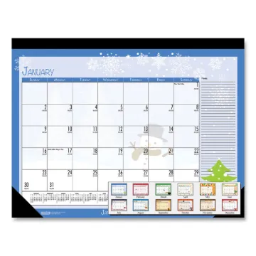 Earthscapes Seasonal Desk Pad Calendar, 22 x 17, Illustrated Holiday, 2021