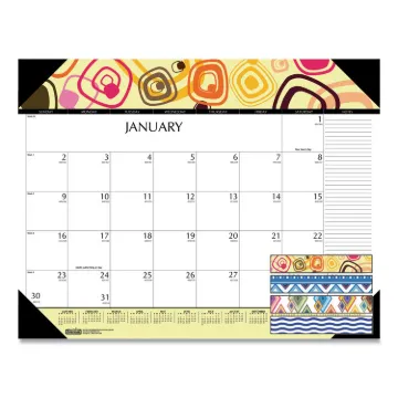 100% Recycled Geometric Desk Pad Calendar, 22 x 17, 2021