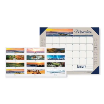 Recycled Motivational Photographic Monthly Desk Pad Calendar, 22 x 17, 2021