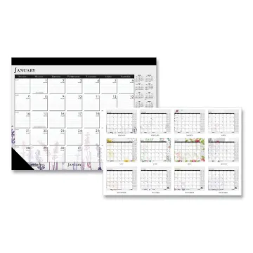 100% Recycled Contempo Desk Pad Calendar, 22 x 17, Wild Flowers, 2021