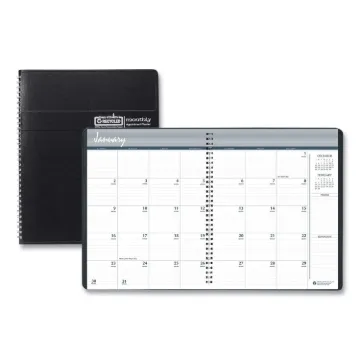 Recycled Ruled Monthly Planner with Expense Log, 8.75 x 6.88, Black, 2020-2022