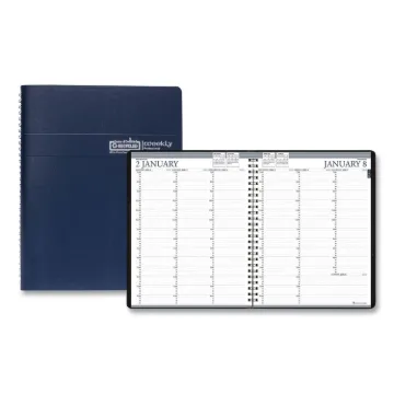Recycled Professional Weekly Planner, 15-Minute Appts, 11 x 8.5, Blue Wirebound Soft Cover, 12-Month