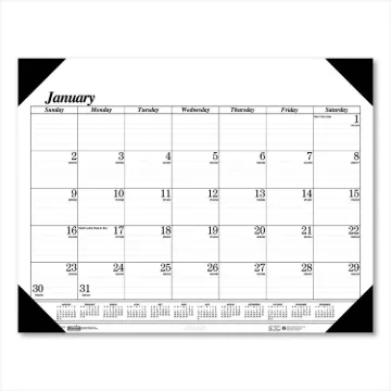 Recycled One-Color Refillable Monthly Desk Pad Calendar, 22 x 17, White Sheets, Black Binding/Corner
