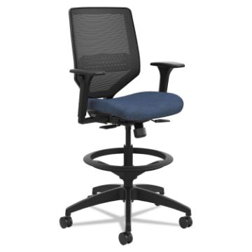 Solve Series Mesh Back Task Stool, Supports up to 300 lbs., Midnight Seat, Midnight Back, Black Base