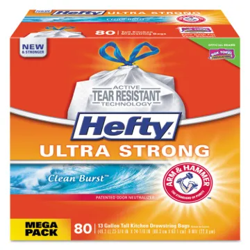 Ultra Strong Scented Tall White Kitchen Bags, 13 gal, 0.9 mil, 23.75" x 24.88", White, 80/Box