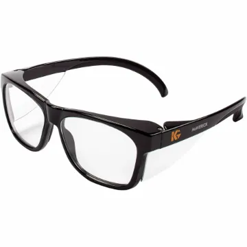 Maverick Safety Glasses, Black, Polycarbonate Frame, Clear Lens
