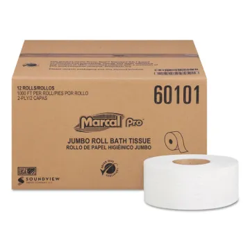 100% Recycled Bathroom Tissue, Septic Safe, 2-Ply, White, 3.3 x 1000 ft, 12 Rolls/Carton