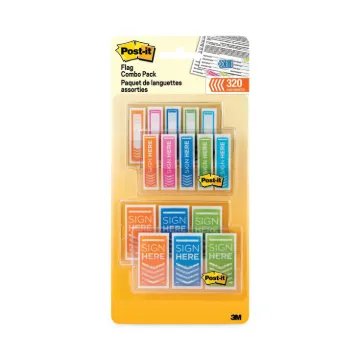 Flags Combo Pack, 0.5" and 1", Assorted Bright Colors, 320/Pack