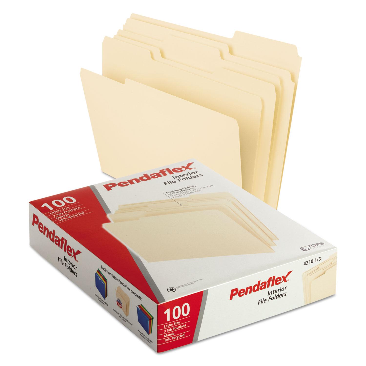 Interior File Folders, 1/3-Cut Tabs, Letter Size, Manila, 100/Box ...