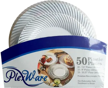 50pc set Swirl Rim Plates 20-7.5', 15 - 9', 15 - 10.25' 4/CASE
