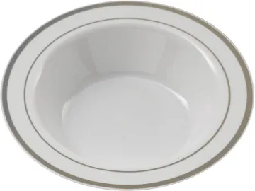 7.5" Round White Bowl with Rim 10/Pack 12/Case