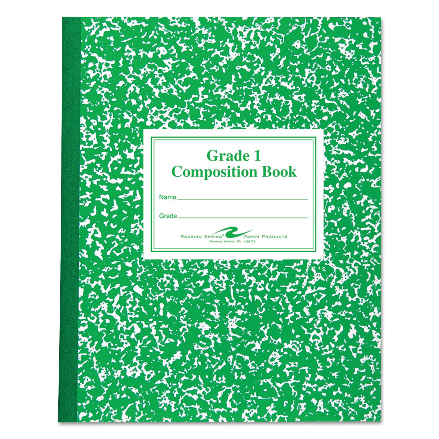 Grade School Ruled Composition Book, Manuscript Format, Green Cover, 9. ...
