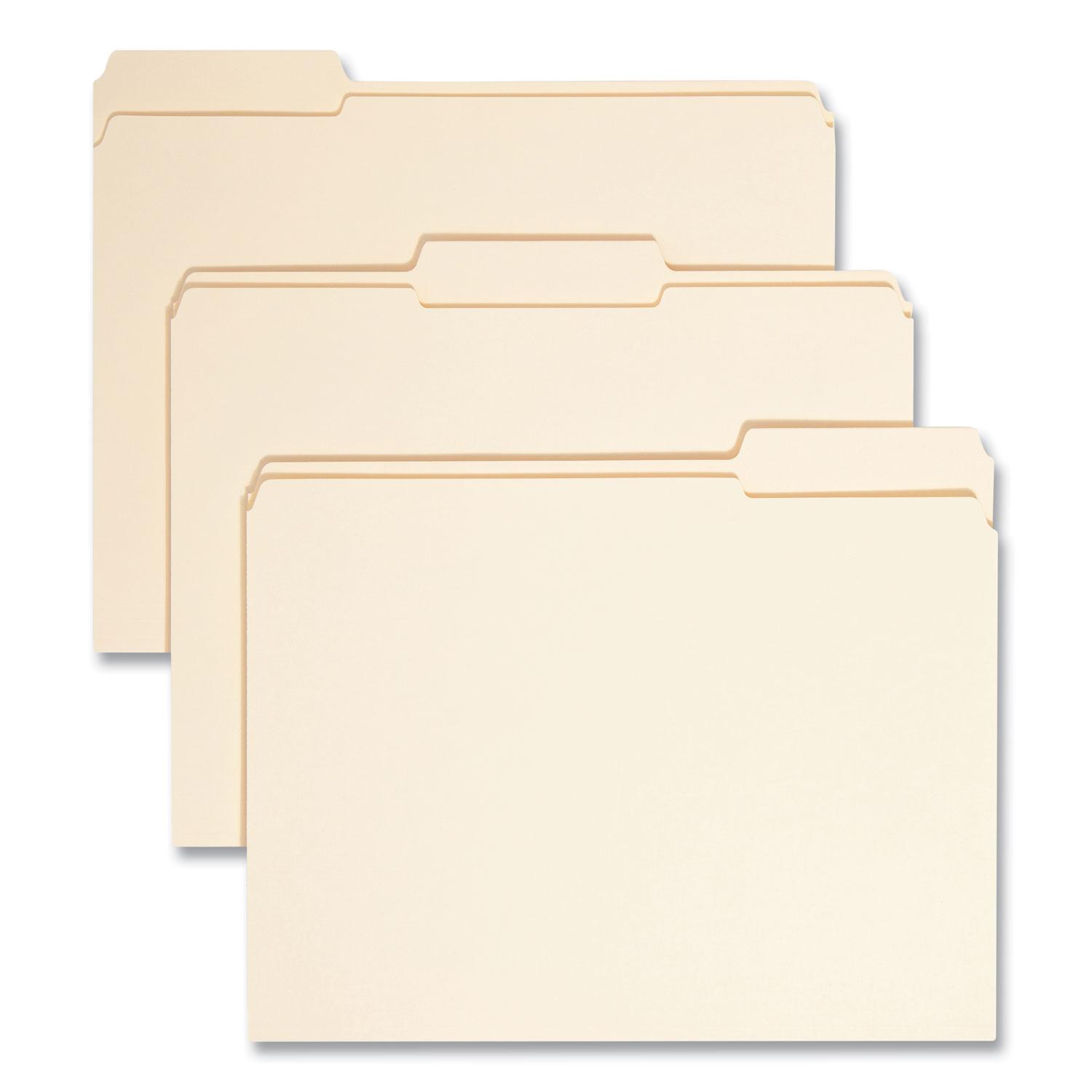 Reinforced Tab Manila File Folders, 1/3-Cut Tabs, Letter Size, 11 pt ...