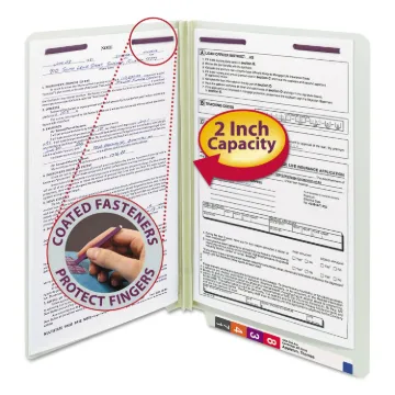 End Tab 2" Expansion Pressboard File Folders w/Two SafeSHIELD Coated Fasteners, Straight Tab, Legal
