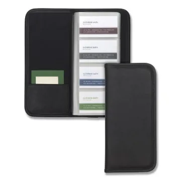 Professional Vinyl Business Card File, 160 Card Cap, 2 x 3 1/2 Cards, Black