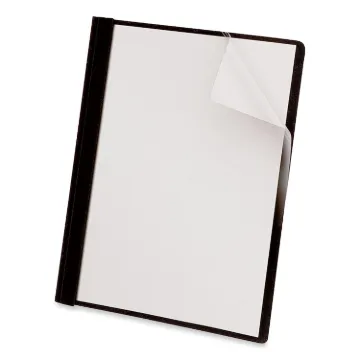 Clear Front Report Cover, Tang Fasteners, Letter Size, Black, 25/Box