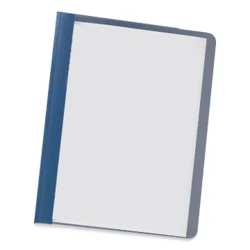Clear Front Report Cover, Tang Fasteners, Letter Size, Dark Blue, 25/Box