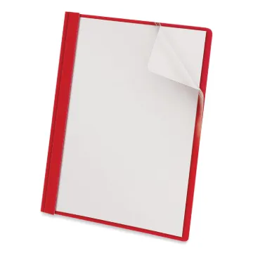 Clear Front Report Cover, Tang Fasteners, Letter Size, Red, 25/Box