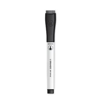 Chisel Tip Low-Odor Dry-Erase Markers with Erasers, Black, Dozen