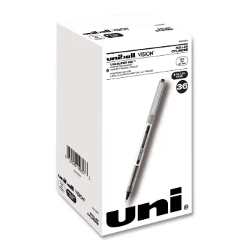 VISION Stick Roller Ball Pen, Fine 0.7 mm, Black Ink, Silver Barrel, 36/Pack