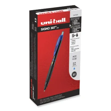 307 Retractable Gel Pen, Micro 0.5 mm, Blue Ink, Black Barrel, Dozen