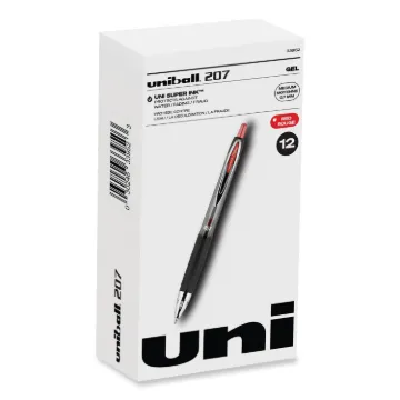 Signo 207 Retractable Gel Pen, 0.7 mm, Red Ink, Smoke/Black/Red, Dozen