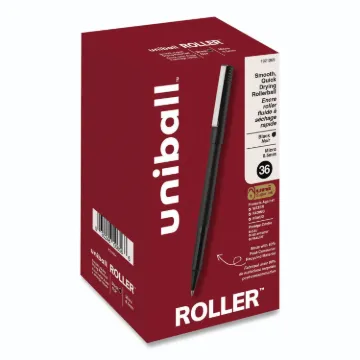 Stick Roller Ball Pen, Micro 0.5mm, Black Ink, Black Matte Barrel, 36/Pack
