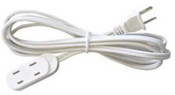 6' Extension Cord, Household, White 16/2 Gauge, SPT-2, 3-Outlet 25A