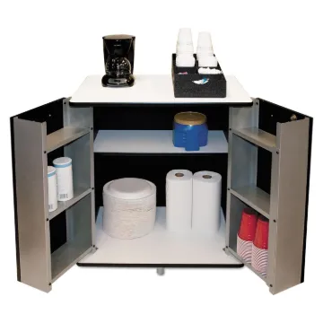 Refreshment Stand, Two-Shelf, 29.5w x 21d x 33h, Black/White
