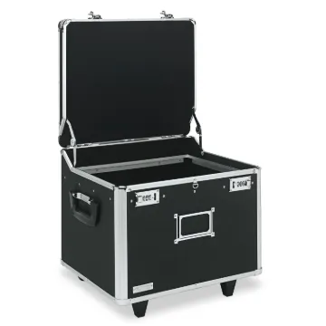 Locking Mobile File Chest, Letter/Legal Files, 17.5" x 15.5" x 14.5", Black/Chrome