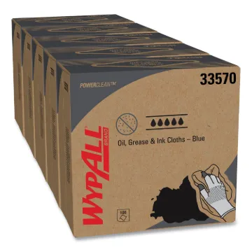 Oil, Grease and Ink Cloths, POP-UP Box, 8 4/5 x 16 4/5, Blue, 100/Box, 5/Carton