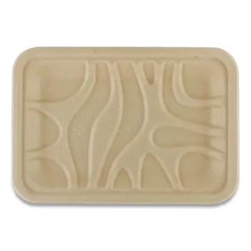 Fiber Trays, PLA Lined, PFAS Free, 1-Compartment, 8.2 x 5.7 x 0.7, Natural, 500/Carton