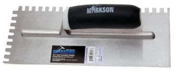 Soft Grip Handle High Carbon Steel Finishing Trowel, Square Notch 1/4" x 3/8" x 1/4"